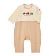 Miki House Cotton Embroidered-animals Playsuit In Neutral