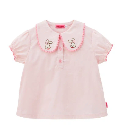 Miki House Kids' Cotton Embroidered Blouse (2-5 Years) In Pink
