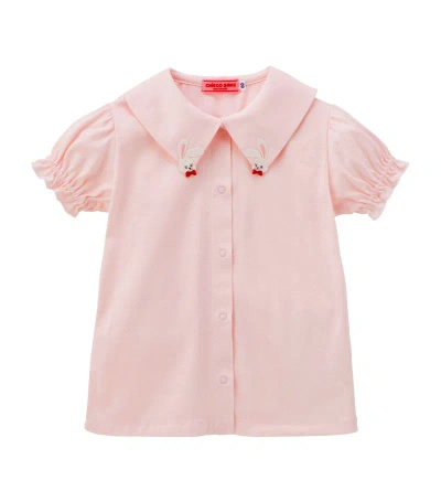 Miki House Kids' Cotton Embroidered Blouse (2-7 Years) In Pink