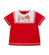Miki House Cotton Embroidered Blouse In Red