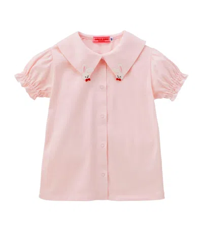 Miki House Kids' Cotton Embroidered Blouse In Pink