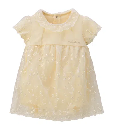 Miki House Kids' Cotton Embroidered Bodysuit In Ivory