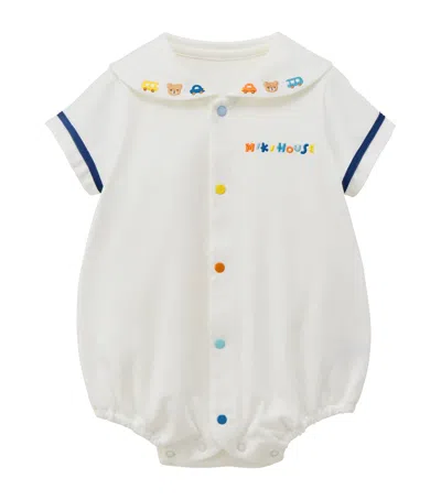 Miki House Kids'  Cotton Embroidered Bodysuit In White