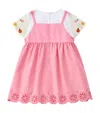 Miki House Cotton Embroidered Dress In Pink