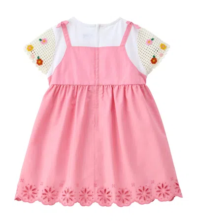 Miki House Kids' Cotton Embroidered Dress In Pink