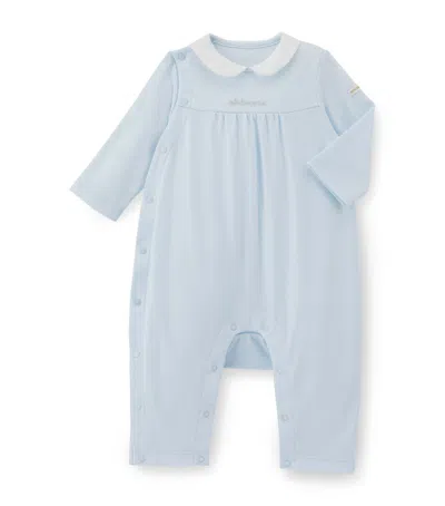 Miki House Kids' Cotton Embroidered Playsuit In Blue