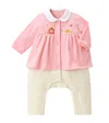 Miki House Cotton Embroidered Playsuit In Pink