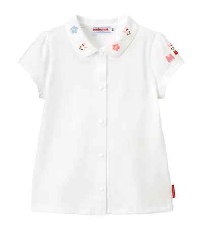Miki House Kids' Cotton Embroidered Shirt In White