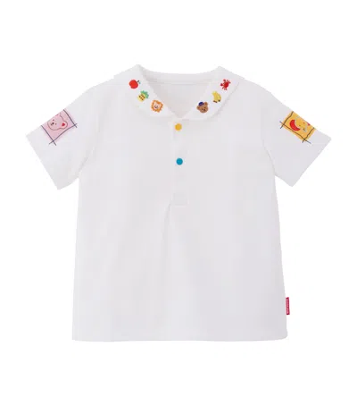 Miki House Kids' Cotton Embroidered Top In White
