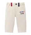 Miki House Cotton Embroidered Trousers In Neutral