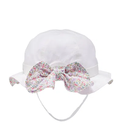 Miki House Kids' Cotton Floral Print Sunhat In White