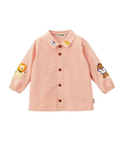 Miki House Cotton Gingham Shirt (6-36 Months) In Orange