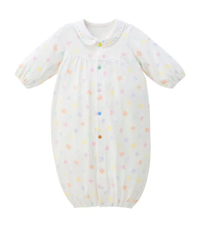 Miki House Kids' Cotton Letter Print Playsuit In White