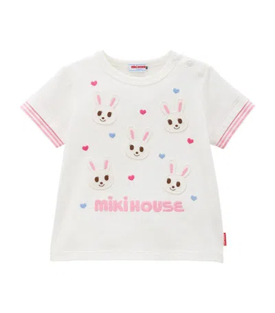 Miki House Kids' Cotton Logo T-shirt (2-7 Years) In White