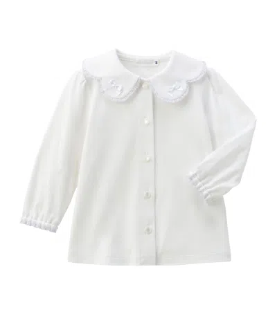 Miki House Kids' Cotton Long-sleeve Blouse In White