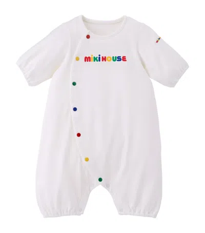 Miki House Kids' Cotton Playsuit In White