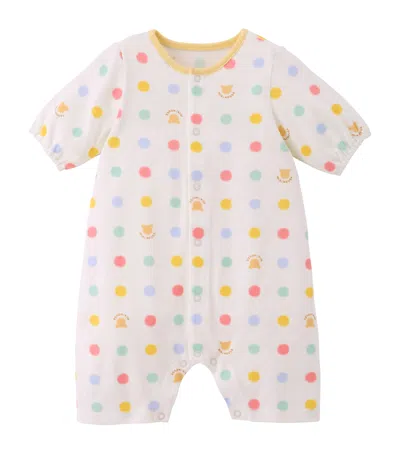 Miki House Kids' Cotton Polka Dot Playsuit In Ivory