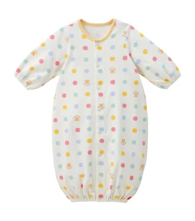 Miki House Kids' Cotton Polka Dot Playsuit In Ivory