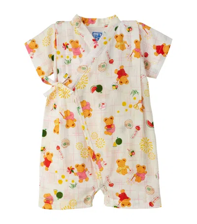 Miki House Kids' Cotton Print Jinbei Playsuit In White