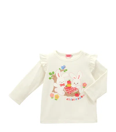 Miki House Kids' Cotton Printed Top In Neutral