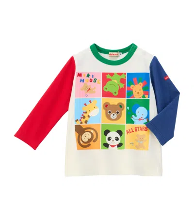 Miki House Kids' Cotton Pucci Grid T-shirt In Multi