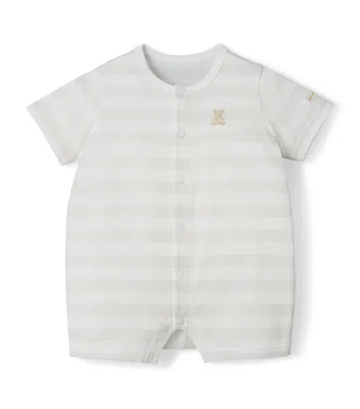 Miki House Kids'  Cotton Stripe Bodysuit In Gray