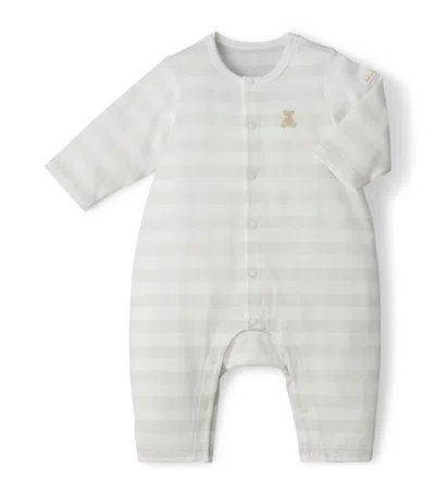 Miki House Kids'  Cotton Stripe Playsuit In Gray