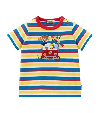 Miki House Kids' Cotton Striped T-shirt (2-7 Years) In Blue