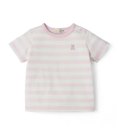 Miki House Kids' Cotton Striped T-shirt In Pink