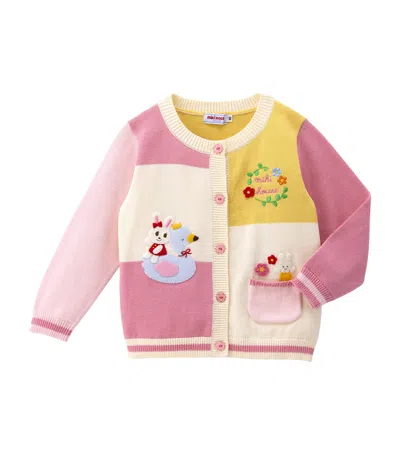 Miki House Kids' Cotton Usako Cardigan In Pink