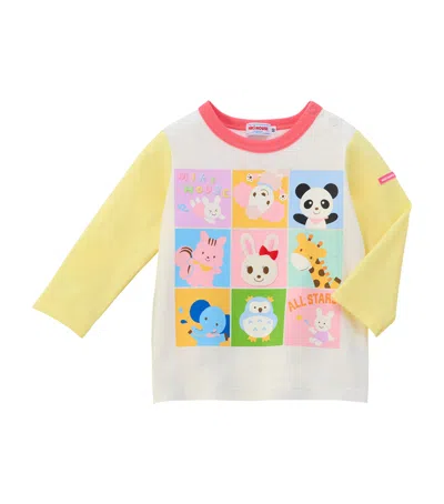 Miki House Kids' Cotton Usako Grid T-shirt In Multi