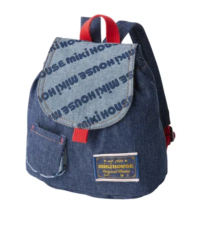 Miki House Kids' Denim Backpack In Navy