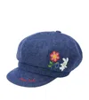 Miki House Denim Embroidered Cap In Blue