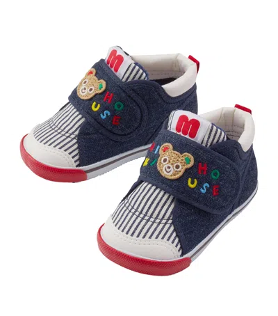 Miki House Kids' Denim Low-top Sneakers In Navy