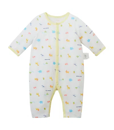 Miki House Kids' Elephant Print All-in-one In White