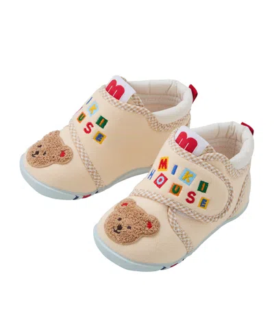 Miki House Kids' Embroidered Bear Sneakers In Pink