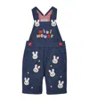 Miki House Rabbit-embroidered Cotton Overalls In White