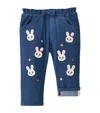 Miki House Embroidered Bunny Jeans In Navy