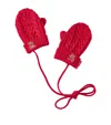 Miki House Embroidered Cable-knit Mittens In Red