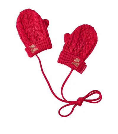 Miki House Babies' Embroidered Cable-knit Mittens In Multi