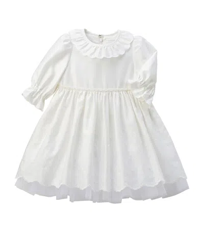 Miki House Kids' Embroidered Dress In White