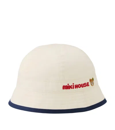 Miki House Kids'  Embroidered Logo Bucket Hat In Neutral