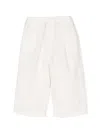 Miki House Embroidered-logo Straight Cotton Shorts In White