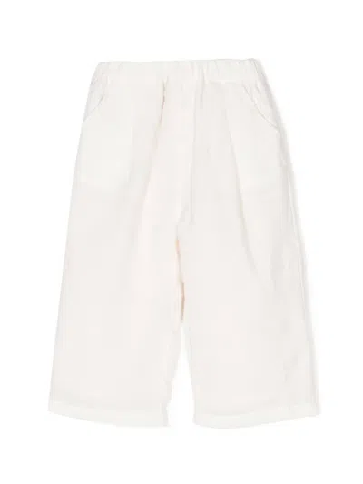 Miki House Kids' Embroidered-logo Straight Cotton Shorts In White