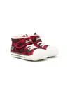 Miki House Embroidered-logo Tartan Check-print Sneakers In Red