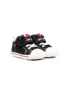 Miki House Embroidered-logo Touch-strap Sneakers In Black