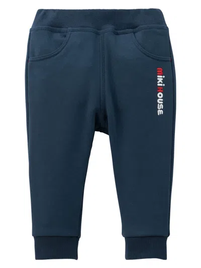 Miki House Kids' Embroidered Logo Track Pants In Blue