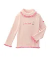 Miki House Embroidered Ruffle-trim Sweater In Pink