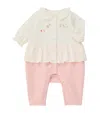 Miki House Embroidered Ruffled Playsuit In Neutral