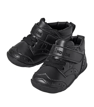 Miki House Kids' Faux Leather Velcro Sneakers In Black